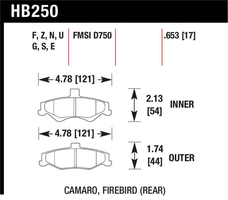 Pontiac Firebird Brake Pads - Rear - Hawk Performance - HT-10 - `98-`02